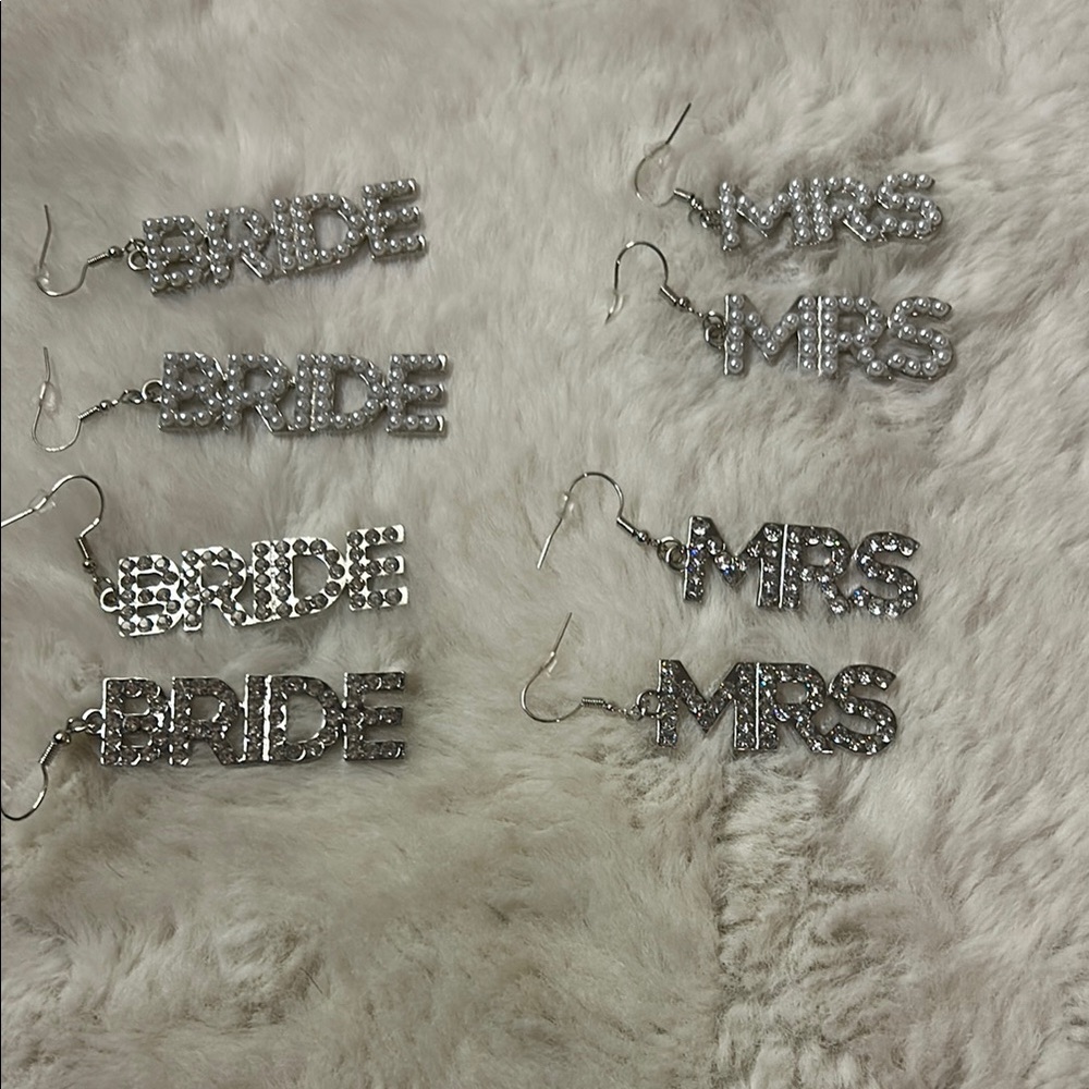 Silver Bride and Mrs Earrings